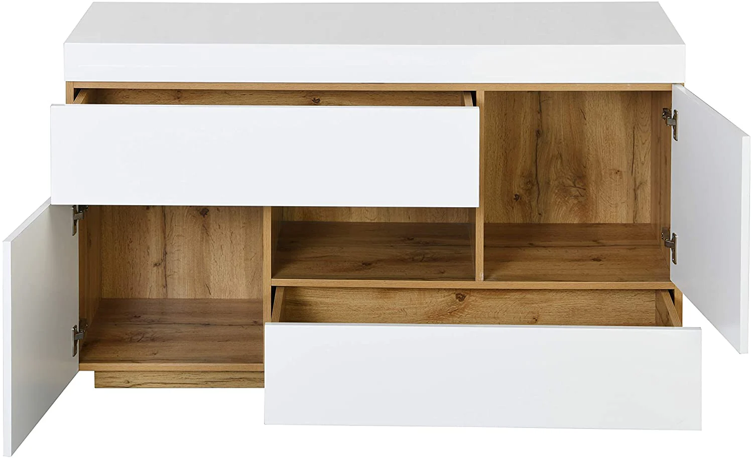 Yukon High Gloss White 2 in 1 Desk or Sideboard with Extendable Top - Image 4