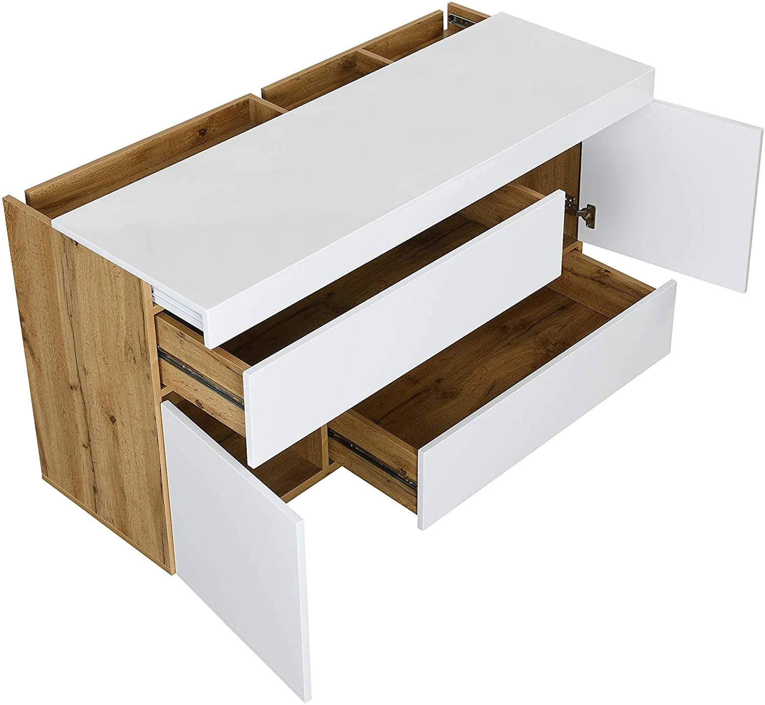 Yukon High Gloss White 2 in 1 Desk or Sideboard with Extendable Top - Image 6